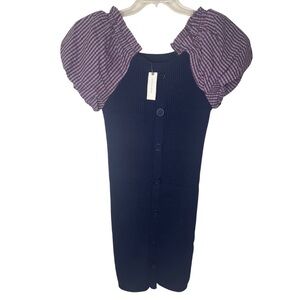NWT Maeve Puff-Sleeved Navy Mini Dress